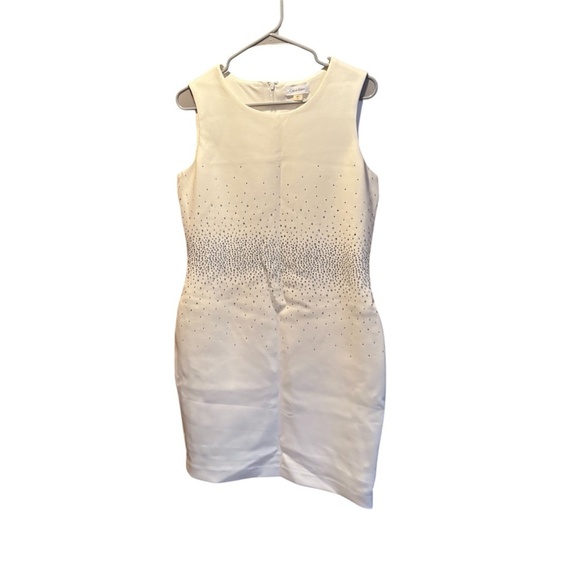 Calvin Klein Rhinestone Embellished Sheath Dress in White Size 12 - Picture 1 of 7